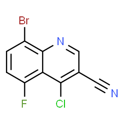 ChemSpider 2D Image | 8-Bromo-4-chloro-5-fluoro-3-quinolinecarbonitrile | C10H3BrClFN2