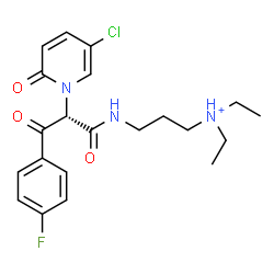 ChemSpider 2D Image | 3-{[(2S)-2-(5-Chloro-2-oxo-1(2H)-pyridinyl)-3-(4-fluorophenyl)-3-oxopropanoyl]amino}-N,N-diethyl-1-propanaminium | C21H26ClFN3O3