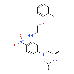 ChemSpider 2D Image | 5-[(3R,5R)-3,5-Dimethyl-1-piperazinyl]-N-[2-(2-methylphenoxy)ethyl]-2-nitroaniline | C21H28N4O3