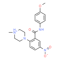 ChemSpider 2D Image | 4-{2-[(4-Methoxyphenyl)carbamoyl]-4-nitrophenyl}-1-methylpiperazin-1-ium | C19H23N4O4