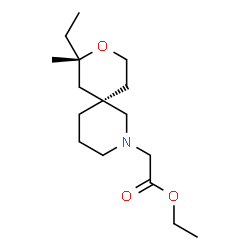 ChemSpider 2D Image | Ethyl [(6R,8S)-8-ethyl-8-methyl-9-oxa-2-azaspiro[5.5]undec-2-yl]acetate | C16H29NO3