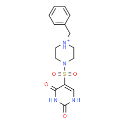ChemSpider 2D Image | 1-Benzyl-4-[(2,4-dioxo-1,2,3,4-tetrahydro-5-pyrimidinyl)sulfonyl]piperazin-1-ium | C15H19N4O4S