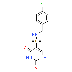 ChemSpider 2D Image | N-(4-Chlorobenzyl)-2,4-dioxo-1,2,3,4-tetrahydro-5-pyrimidinesulfonamide | C11H10ClN3O4S