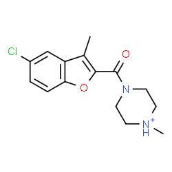 ChemSpider 2D Image | 4-[(5-Chloro-3-methyl-1-benzofuran-2-yl)carbonyl]-1-methylpiperazin-1-ium | C15H18ClN2O2