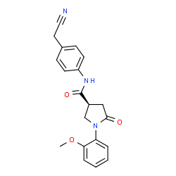 ChemSpider 2D Image | (3S)-N-[4-(Cyanomethyl)phenyl]-1-(2-methoxyphenyl)-5-oxo-3-pyrrolidinecarboxamide | C20H19N3O3