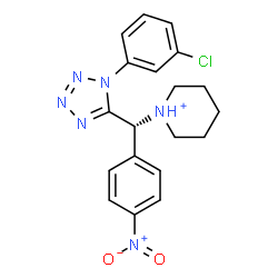 ChemSpider 2D Image | 1-[(S)-[1-(3-Chlorophenyl)-1H-tetrazol-5-yl](4-nitrophenyl)methyl]piperidinium | C19H20ClN6O2