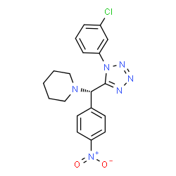 ChemSpider 2D Image | 1-[(S)-[1-(3-Chlorophenyl)-1H-tetrazol-5-yl](4-nitrophenyl)methyl]piperidine | C19H19ClN6O2