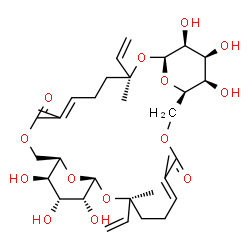 ChemSpider 2D Image | (1S,3S,11R,12R,13R,14R,15S,17S,25R,26R,27S,28S)-12,13,14,26,27,28-Hexahydroxy-3,7,17,21-tetramethyl-3,17-divinyl-2,9,16,23,29,30-hexaoxatricyclo[23.3.1.1~11,15~]triaconta-6,20-diene-8,22-dione (non-pr
eferred name) | C32H48O14