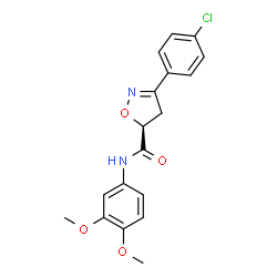 ChemSpider 2D Image | (5S)-3-(4-Chlorophenyl)-N-(3,4-dimethoxyphenyl)-4,5-dihydro-1,2-oxazole-5-carboxamide | C18H17ClN2O4