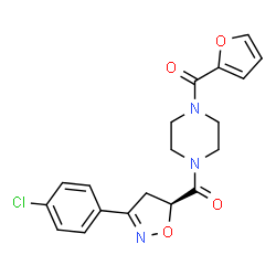 ChemSpider 2D Image | [(5S)-3-(4-Chlorophenyl)-4,5-dihydro-1,2-oxazol-5-yl][4-(2-furoyl)-1-piperazinyl]methanone | C19H18ClN3O4