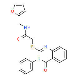 ChemSpider 2D Image | N-(2-Furylmethyl)-2-[(4-oxo-3-phenyl-3,4-dihydro-2-quinazolinyl)sulfanyl]acetamide | C21H17N3O3S