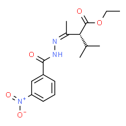 ChemSpider 2D Image | Ethyl (2R,3Z)-2-isopropyl-3-[(3-nitrobenzoyl)hydrazono]butanoate | C16H21N3O5