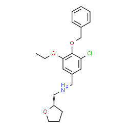 ChemSpider 2D Image | [4-(Benzyloxy)-3-chloro-5-ethoxyphenyl]-N-[(2S)-tetrahydro-2-furanylmethyl]methanaminium | C21H27ClNO3