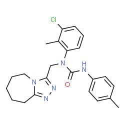 ChemSpider 2D Image | 1-(3-Chloro-2-methylphenyl)-3-(4-methylphenyl)-1-(6,7,8,9-tetrahydro-5H-[1,2,4]triazolo[4,3-a]azepin-3-ylmethyl)urea | C23H26ClN5O