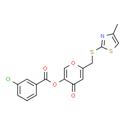 ChemSpider 2D Image | 6-{[(4-Methyl-1,3-thiazol-2-yl)sulfanyl]methyl}-4-oxo-4H-pyran-3-yl 3-chlorobenzoate | C17H12ClNO4S2