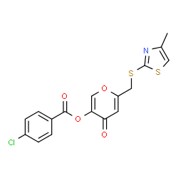 ChemSpider 2D Image | 6-{[(4-Methyl-1,3-thiazol-2-yl)sulfanyl]methyl}-4-oxo-4H-pyran-3-yl 4-chlorobenzoate | C17H12ClNO4S2