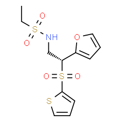 ChemSpider 2D Image | N-[(2R)-2-(2-Furyl)-2-(2-thienylsulfonyl)ethyl]ethanesulfonamide | C12H15NO5S3