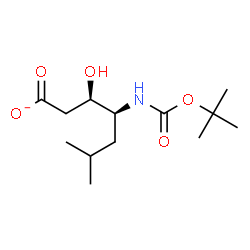 ChemSpider 2D Image | (3R,4S)-3-Hydroxy-6-methyl-4-({[(2-methyl-2-propanyl)oxy]carbonyl}amino)heptanoate | C13H24NO5