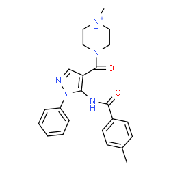 ChemSpider 2D Image | 1-Methyl-4-({5-[(4-methylbenzoyl)amino]-1-phenyl-1H-pyrazol-4-yl}carbonyl)piperazin-1-ium | C23H26N5O2