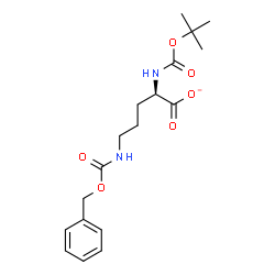 ChemSpider 2D Image | (2R)-5-{[(Benzyloxy)carbonyl]amino}-2-({[(2-methyl-2-propanyl)oxy]carbonyl}amino)pentanoate | C18H25N2O6