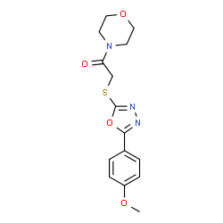 ChemSpider 2D Image | 2-[5-(4-Methoxy-phenyl)-[1,3,4]oxadiazol-2-ylsulfanyl]-1-morpholin-4-yl-ethanone | C15H17N3O4S