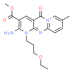 ChemSpider 2D Image | 2-Amino-1-(3-ethoxypropyl)-3-(methoxycarbonyl)-8-methyl-5-oxo-1,5-dihydrodipyrido[1,2-a:2',3'-d]pyrimidin-6-ium | C19H23N4O4