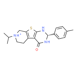 ChemSpider 2D Image | (2R)-7-Isopropyl-2-(4-methylphenyl)-4-oxo-1,2,3,4,5,6,7,8-octahydropyrido[4',3':4,5]thieno[2,3-d]pyrimidin-7-ium | C19H24N3OS
