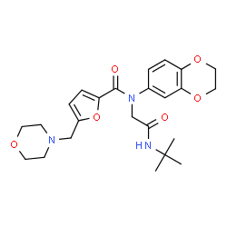 ChemSpider 2D Image | N-(2,3-Dihydro-1,4-benzodioxin-6-yl)-N-{2-[(2-methyl-2-propanyl)amino]-2-oxoethyl}-5-(4-morpholinylmethyl)-2-furamide | C24H31N3O6