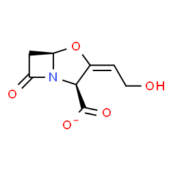 ChemSpider 2D Image | (2S,3E,5R)-3-(2-Hydroxyethylidene)-7-oxo-4-oxa-1-azabicyclo[3.2.0]heptane-2-carboxylate | C8H8NO5