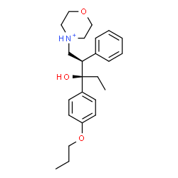 ChemSpider 2D Image | 4-[(2R,3R)-3-Hydroxy-2-phenyl-3-(4-propoxyphenyl)pentyl]morpholin-4-ium | C24H34NO3
