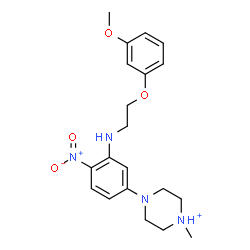 ChemSpider 2D Image | 4-(3-{[2-(3-Methoxyphenoxy)ethyl]amino}-4-nitrophenyl)-1-methylpiperazin-1-ium | C20H27N4O4