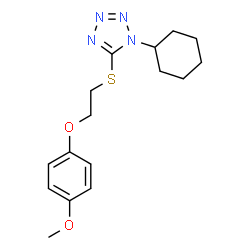 ChemSpider 2D Image | 1-Cyclohexyl-5-[2-(4-methoxy-phenoxy)-ethylsulfanyl]-1H-tetrazole | C16H22N4O2S