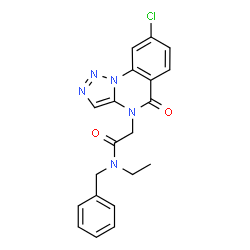 ChemSpider 2D Image | N-Benzyl-2-(8-chloro-5-oxo[1,2,3]triazolo[1,5-a]quinazolin-4(5H)-yl)-N-ethylacetamide | C20H18ClN5O2