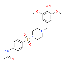 ChemSpider 2D Image | N-(4-{[4-(4-Hydroxy-3,5-dimethoxybenzyl)-1-piperazinyl]sulfonyl}phenyl)acetamide | C21H27N3O6S