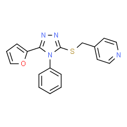 ChemSpider 2D Image | 4-({[5-(2-Furyl)-4-phenyl-4H-1,2,4-triazol-3-yl]sulfanyl}methyl)pyridine | C18H14N4OS