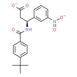 ChemSpider 2D Image | (3S)-3-{[4-(2-Methyl-2-propanyl)benzoyl]amino}-3-(3-nitrophenyl)propanoate | C20H21N2O5