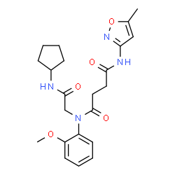 ChemSpider 2D Image | N-[2-(Cyclopentylamino)-2-oxoethyl]-N-(2-methoxyphenyl)-N'-(5-methyl-1,2-oxazol-3-yl)succinamide | C22H28N4O5