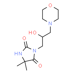 ChemSpider 2D Image | 3-[2-Hydroxy-3-(4-morpholinyl)propyl]-5,5-dimethyl-2,4-imidazolidinedione | C12H21N3O4