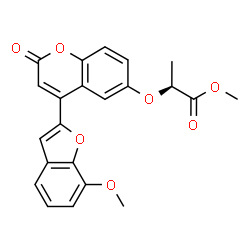 ChemSpider 2D Image | Methyl (2S)-2-{[4-(7-methoxy-1-benzofuran-2-yl)-2-oxo-2H-chromen-6-yl]oxy}propanoate | C22H18O7