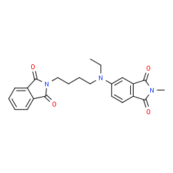ChemSpider 2D Image | 5-{[4-(1,3-Dioxo-1,3-dihydro-isoindol-2-yl)-butyl]-ethyl-amino}-2-methyl-isoindole-1,3-dione | C23H23N3O4