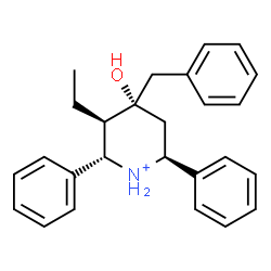 ChemSpider 2D Image | (2S,3R,4R,6S)-4-Benzyl-3-ethyl-4-hydroxy-2,6-diphenylpiperidinium | C26H30NO