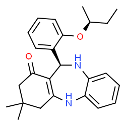 ChemSpider 2D Image | (11R)-11-{2-[(2S)-2-Butanyloxy]phenyl}-3,3-dimethyl-2,3,4,5,10,11-hexahydro-1H-dibenzo[b,e][1,4]diazepin-1-one | C25H30N2O2