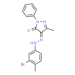 ChemSpider 2D Image | (4Z)-4-[(3-Bromo-4-methylphenyl)hydrazono]-5-methyl-2-phenyl-2,4-dihydro-3H-pyrazol-3-one | C17H15BrN4O