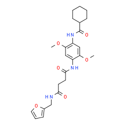 ChemSpider 2D Image | N-{4-[(Cyclohexylcarbonyl)amino]-2,5-dimethoxyphenyl}-N'-(2-furylmethyl)succinamide | C24H31N3O6