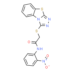 ChemSpider 2D Image | N-(2-Nitrophenyl)-2-([1,2,4]triazolo[3,4-b][1,3]benzothiazol-3-ylsulfanyl)acetamide | C16H11N5O3S2