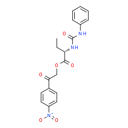 ChemSpider 2D Image | 2-(4-Nitrophenyl)-2-oxoethyl (2S)-2-[(phenylcarbamoyl)amino]butanoate | C19H19N3O6