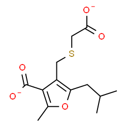 ChemSpider 2D Image | 4-{[(Carboxylatomethyl)sulfanyl]methyl}-5-isobutyl-2-methyl-3-furoate | C13H16O5S