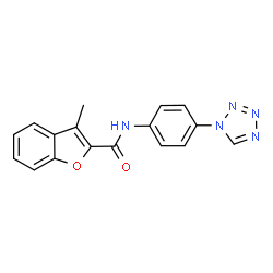 ChemSpider 2D Image | 3-Methyl-N-[4-(1H-tetrazol-1-yl)phenyl]-1-benzofuran-2-carboxamide | C17H13N5O2