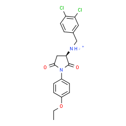 ChemSpider 2D Image | (3R)-N-(3,4-Dichlorobenzyl)-1-(4-ethoxyphenyl)-2,5-dioxo-3-pyrrolidinaminium | C19H19Cl2N2O3