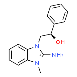 ChemSpider 2D Image | 2-Amino-1-[(2R)-2-hydroxy-2-phenylethyl]-3-methyl-1H-3,1-benzimidazol-3-ium | C16H18N3O